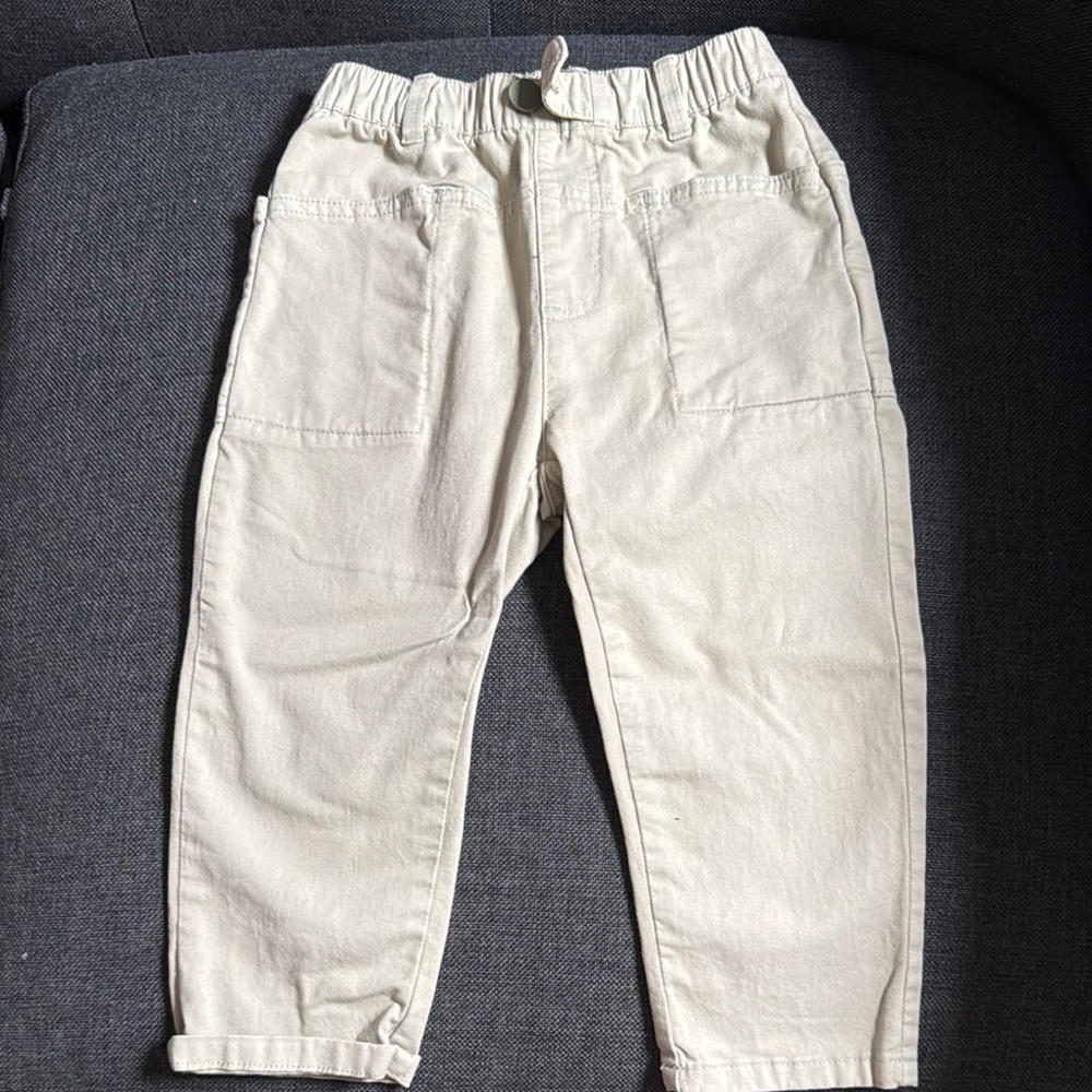 Kids Cream Elastic Waist Pants